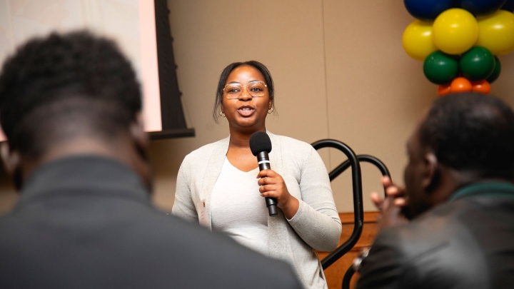 Student speaker during the International Student Luncheon